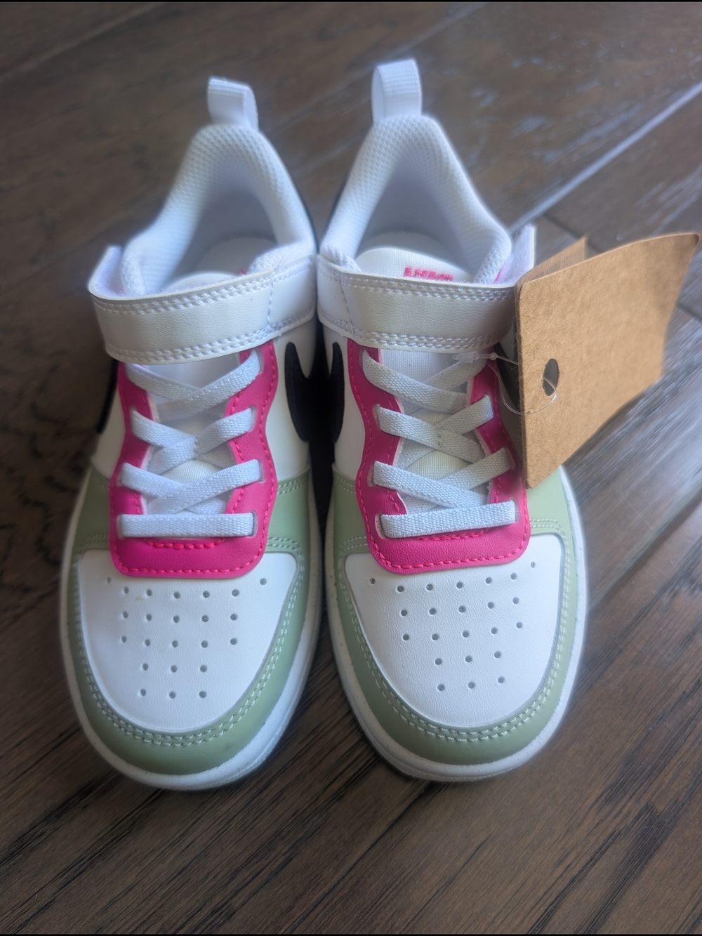 Nike Kids White, Pink & Sage Green Sneakers - NWT and box